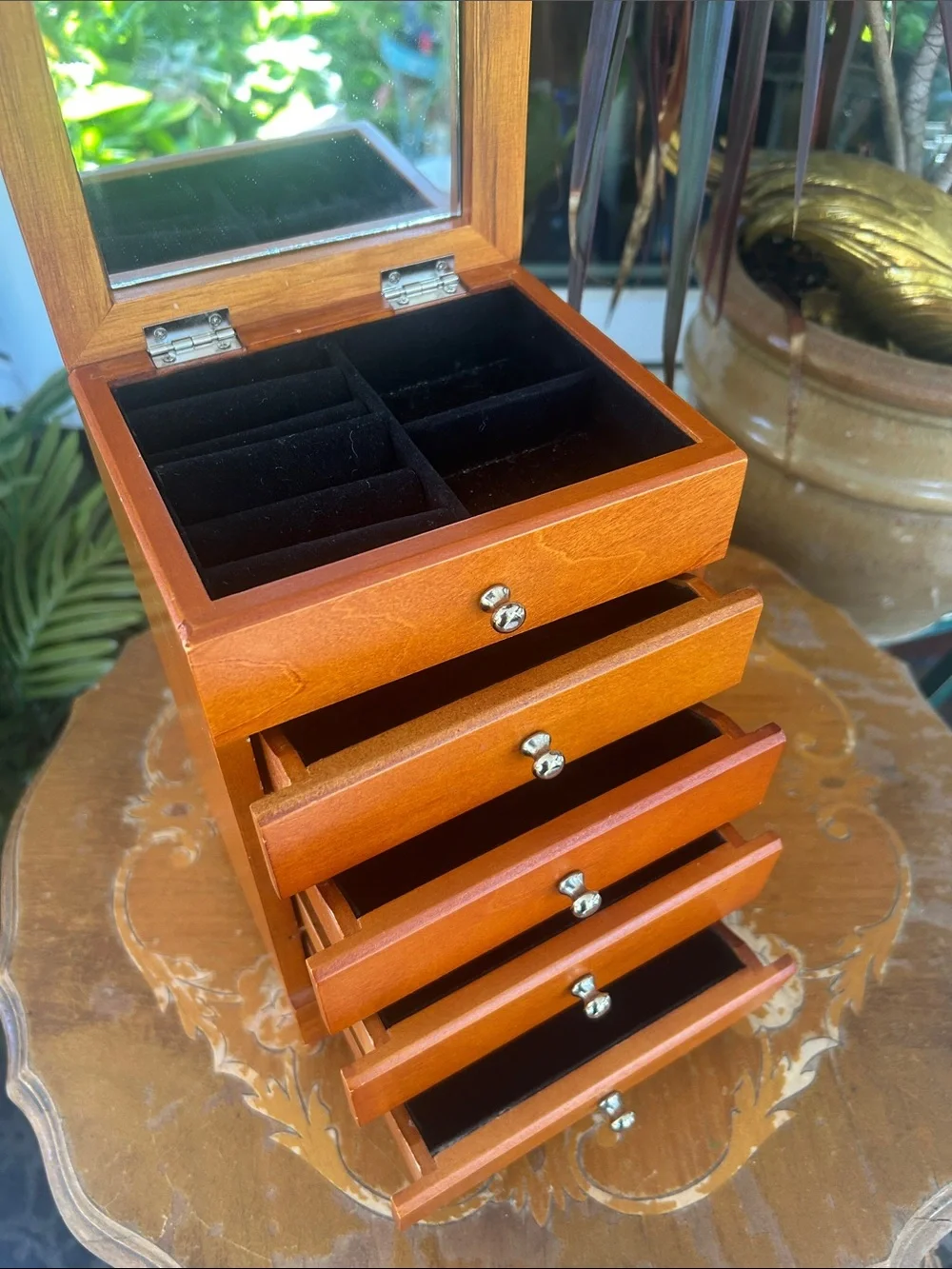Wooden 5-Drawer Jewelry Armoire Chest